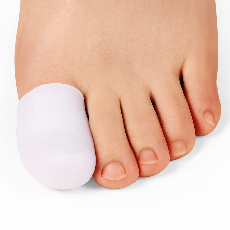 Bukihome Big Toe Protectors 10 ct Silicone Toe Caps to Cushion Toe Blister Corn Callus Great for Running Walking Stop Toe Pain Large White